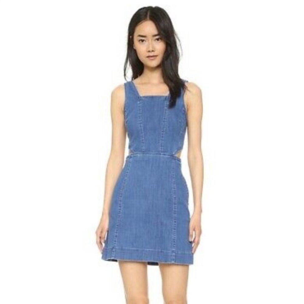 Madewell Stretchy Denim Cutout Dress Size 12 - Picture 3 of 10
